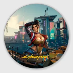 Круглый коврик для мышки Panam сyberpunk   2077