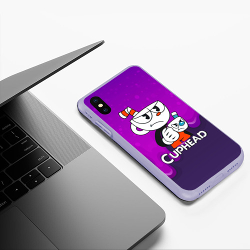 Чехол для iPhone XS Max матовый Недовольная чашечка cuphead, цвет светло-сиреневый - фото 5