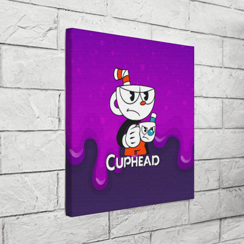 Холст квадратный Недовольная чашечка cuphead, цвет 3D печать - фото 3