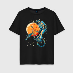 Женская футболка хлопок Oversize Космический байкер