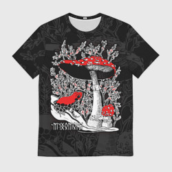 Мужская футболка 3D Мухоморы и томатный узкорот