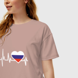 Женская футболка хлопок Oversize Пульс России - фото 2