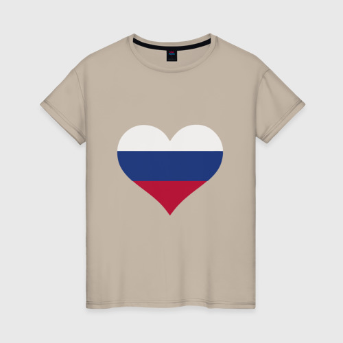 Женская футболка хлопок с принтом Сердце - Россия, вид спереди #2