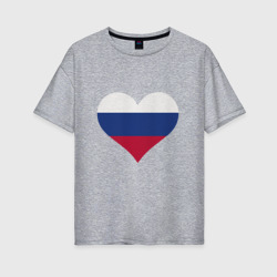 Женская футболка хлопок Oversize Сердце - Россия