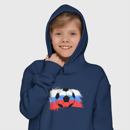 Детское худи Oversize хлопок Футбол - Россия, цвет темно-синий - фото 12