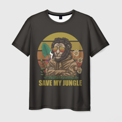 Мужская футболка 3D Лев в джунглях