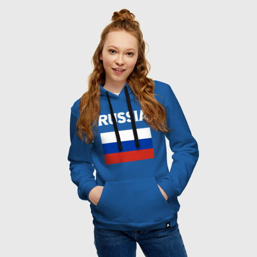 Женская толстовка хлопок с принтом Russian Flag, фото на моделе #1