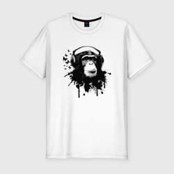Мужская футболка хлопок Slim Шимпанзе-меломан