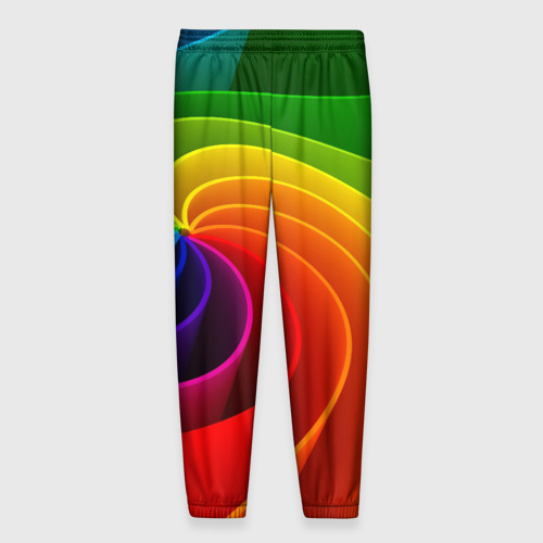 Мужские брюки 3D с принтом Спираль / Модный узор 2023 / Неон, вид сзади #1