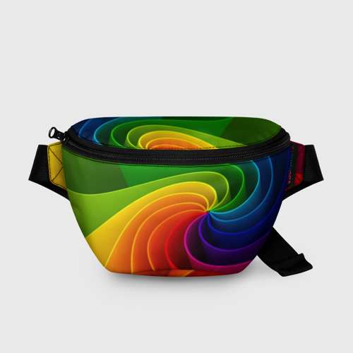 Поясная сумка 3D с принтом Спираль / Модный узор 2023 / Неон, вид спереди #2