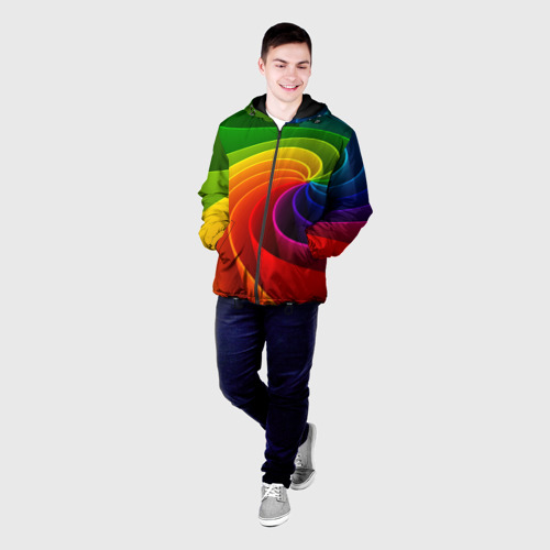 Мужская куртка 3D с принтом Спираль / Модный узор 2023 / Неон, фото на моделе #1