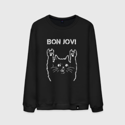 Мужской свитшот хлопок Bon Jovi Рок кот