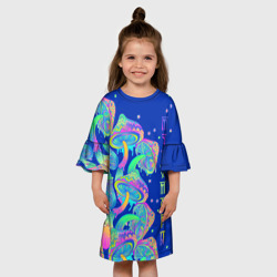 Детское платье 3D Неоновые мухоморы - фото 2