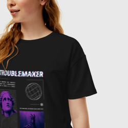 Женская футболка хлопок Oversize Troublemaker Streetwear - фото 2