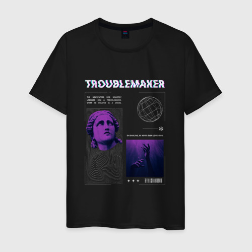 Мужская футболка хлопок Troublemaker Streetwear, цвет черный