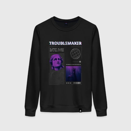 Женский свитшот хлопок Troublemaker Streetwear, цвет черный