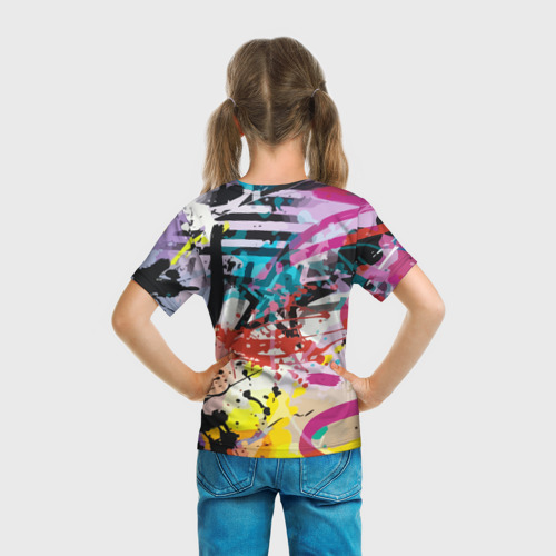 Детская футболка 3D с принтом Граффити со звездой, вид сзади #2