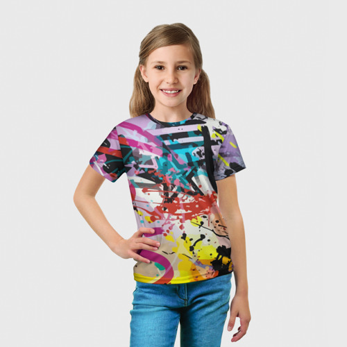 Детская футболка 3D с принтом Граффити со звездой, вид сбоку #3