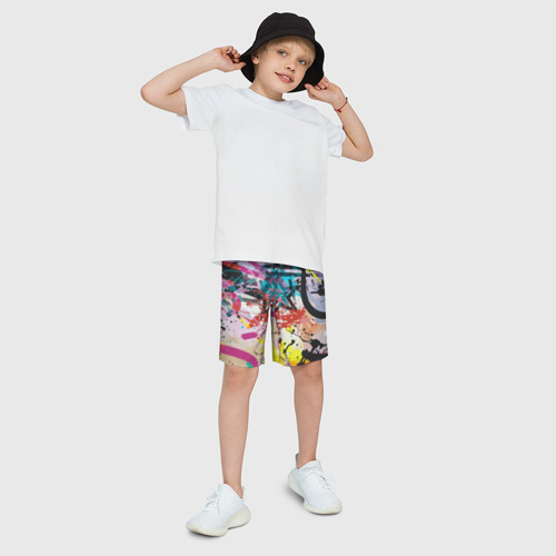 Детские спортивные шорты 3D с принтом Граффити со звездой, фото на моделе #1