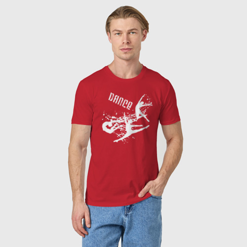 Мужская футболка хлопок Dance балетные прыжки, цвет красный - фото 3