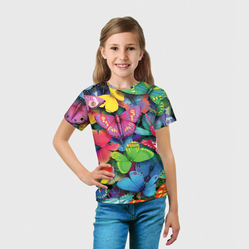 Детская футболка 3D Стая бабочек / Pattern, цвет 3D печать - фото 5