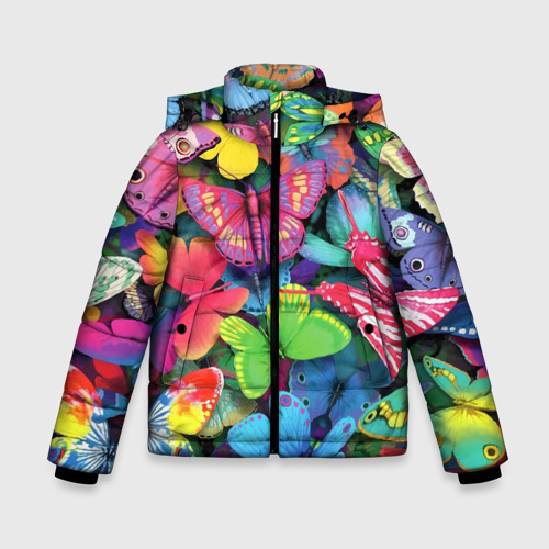 Зимняя куртка для мальчиков 3D Стая бабочек Pattern, цвет черный