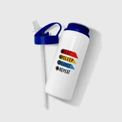 Бутылка для воды с трубочкой Есть. Спать. Танцевать. Повторить - фото 2