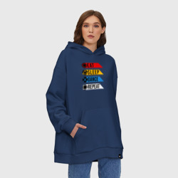 Худи SuperOversize хлопок Есть. Спать. Танцевать. Повторить - фото 2