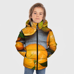 Зимняя куртка для мальчиков 3D Мандаринки на деревянном столе - фото 2