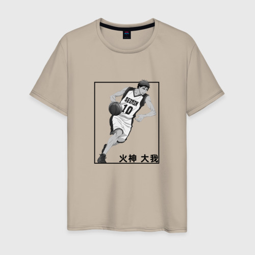 Мужская футболка хлопок Taiga Kagami арт, цвет миндальный