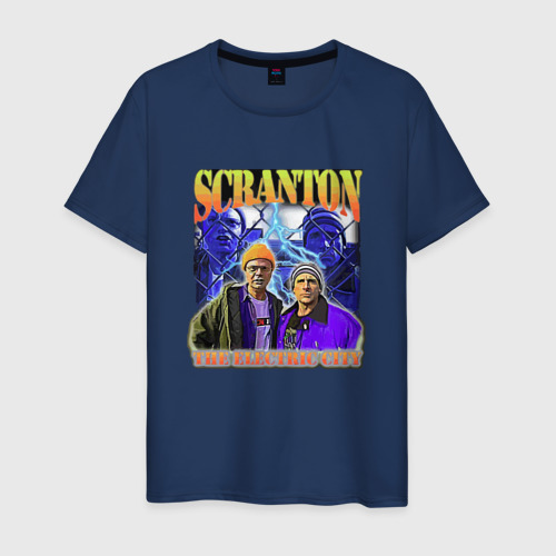 Мужская футболка из хлопка с принтом Scranton electric city, вид спереди №1
