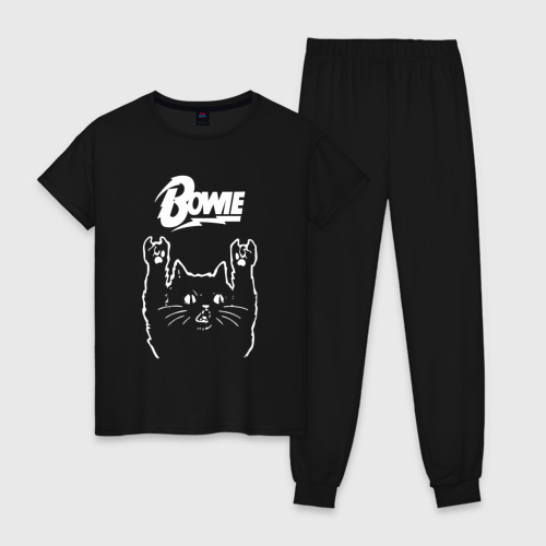 Женская пижама хлопок Bowie Рок кот, цвет черный