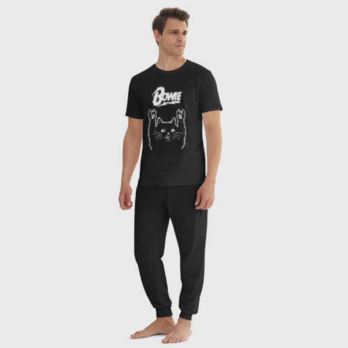 Мужская пижама хлопок Bowie Рок кот, цвет черный - фото 5