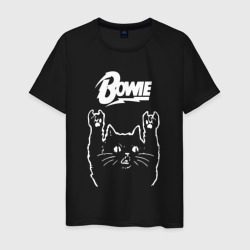 Мужская футболка хлопок Bowie Рок кот
