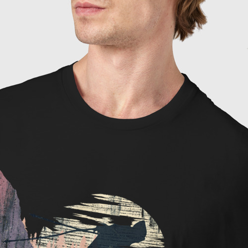 Мужская футболка хлопок Лыжи и Лыжники, цвет черный - фото 6