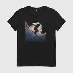 Женская футболка хлопок Лыжи и Лыжники