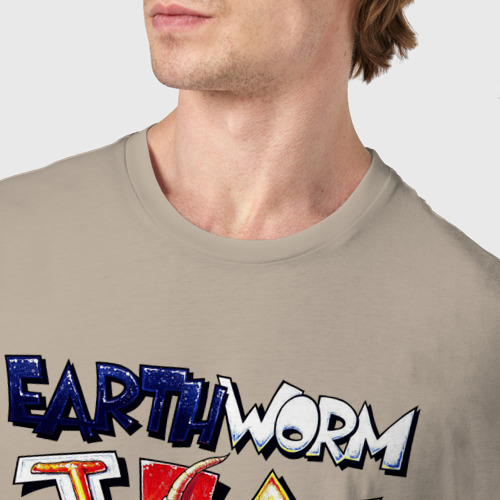 Мужская футболка хлопок Worm Jim, цвет миндальный - фото 6