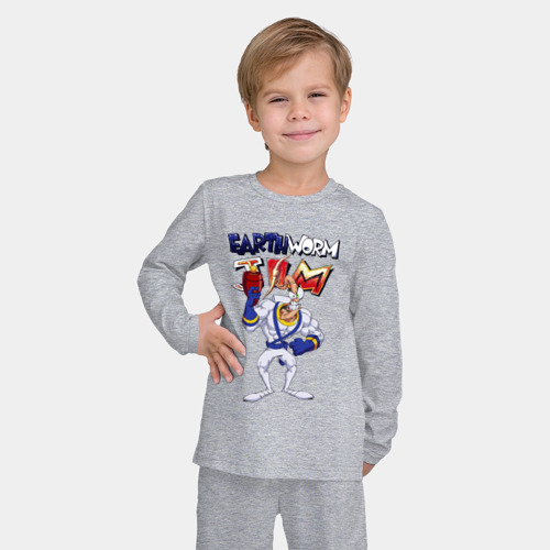 Детская пижама с лонгсливом хлопок Angry Jim, цвет меланж - фото 3