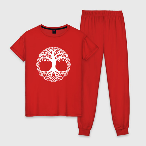 Женская пижама хлопок Мировое Дерево Славян, цвет красный