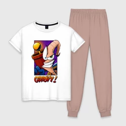 Женская пижама с белой футболкой хлопок Jim Groovy!