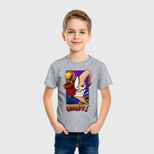 Детская футболка хлопок с принтом Jim Groovy!, фото на моделе #1