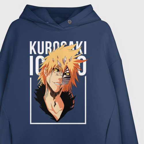 Женское худи Oversize хлопок Bleach - Ichigo, цвет темно-синий - фото 3