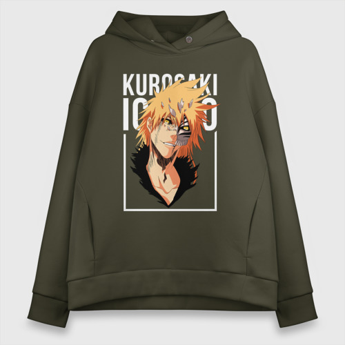 Женское худи Oversize хлопок Bleach - Ichigo, цвет хаки