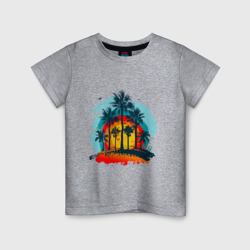 Детская футболка хлопок Рассвет и пальмы