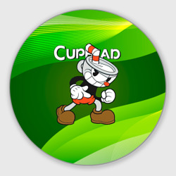 Круглый коврик для мышки Хитрая чашечка cuphead