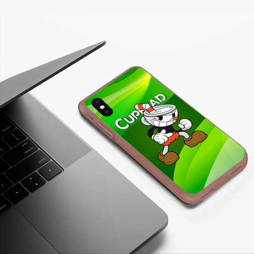 Чехол для iPhone XS Max матовый Хитрая чашечка cuphead, цвет коричневый - фото 5