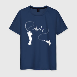 Мужская футболка хлопок Сердцебиение рыбалки
