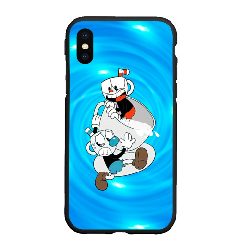 Чехол для iPhone XS Max матовый Две чашечки  cupheadг, цвет черный