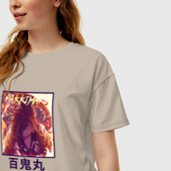 Женская футболка хлопок Oversize Хяккимару art - фото 2
