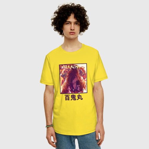 Мужская футболка хлопок Oversize Хяккимару art, цвет желтый - фото 3
